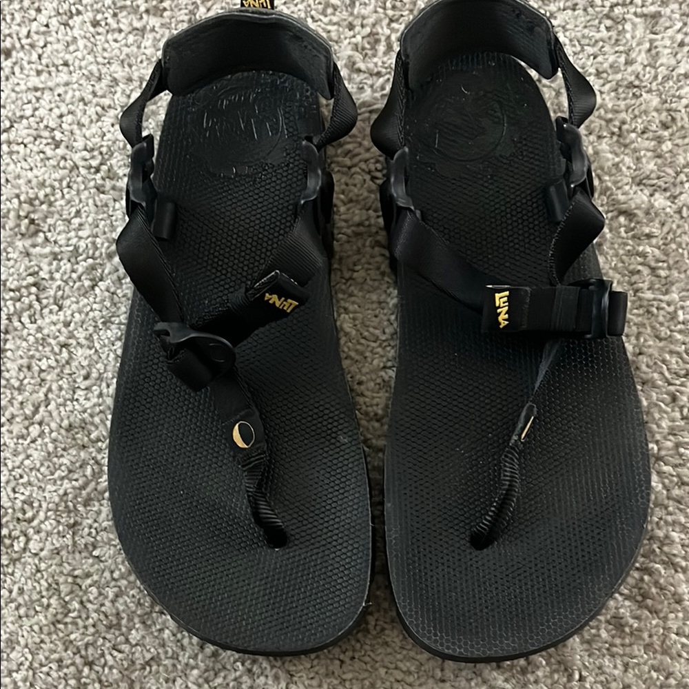 Luna Black Sandals with Gold Accents